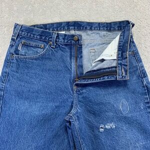 Carhartt Jeans Mens 36x30 Blue Denim Jeans Traditional Fit Distressed Work Y2k